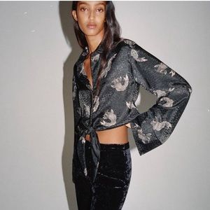 NWT ZARA jacquard shirt black